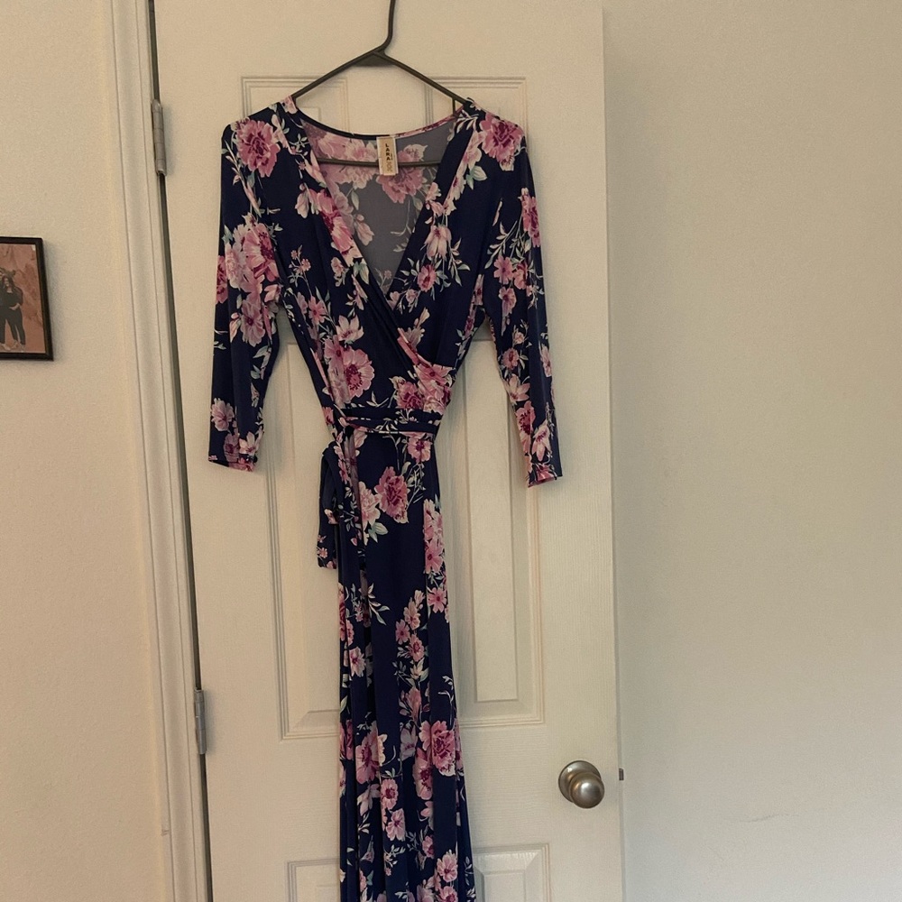 Lara Fashion Navy/Pink Floral Maxi Dress, Medium